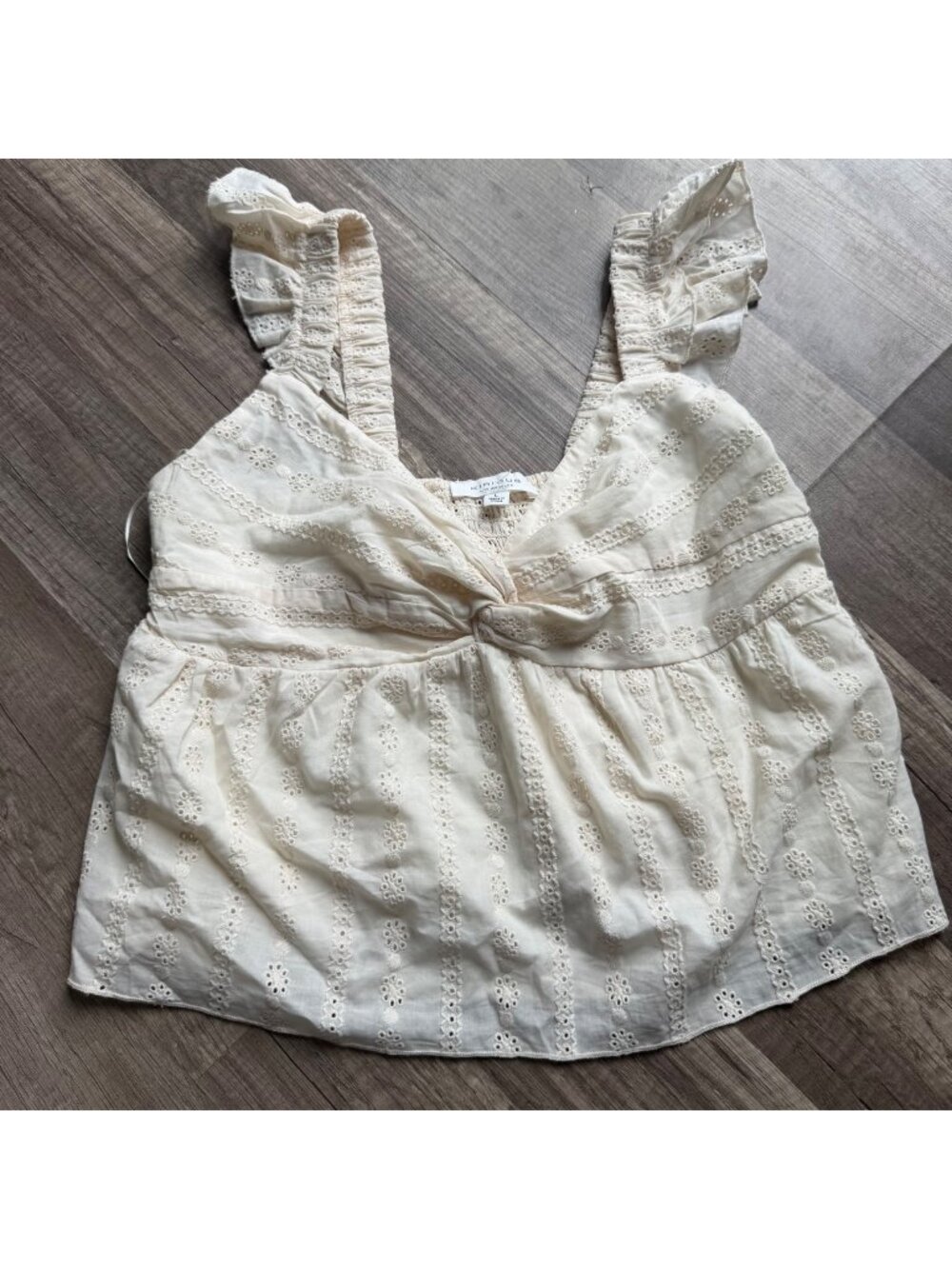 Kirious Los Angeles Ivory Eyelet Sleeveless Top